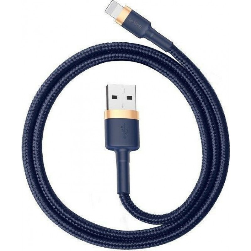 Καλώδιο Data Baseus Braided Cafule Series USB to Lightning Cable 2.4A 1m (CALKLF-BV3) Gold/Dark Blue