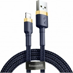 Καλώδιο Data Baseus Braided Cafule Series USB to Lightning Cable 2.4A 1m (CALKLF-BV3) Gold/Dark Blue