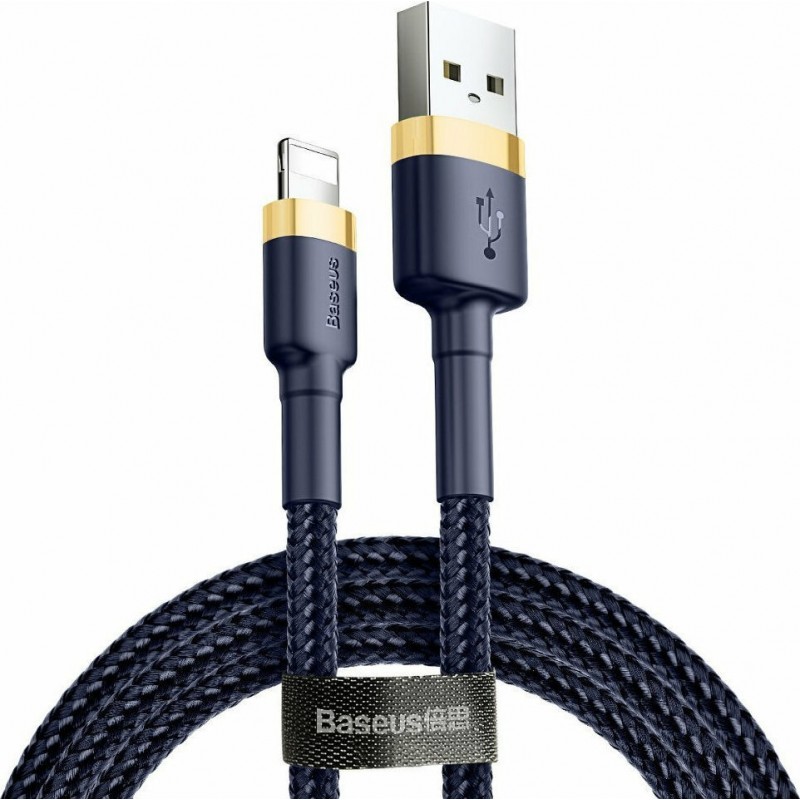 Καλώδιο Data Baseus Braided Cafule Series USB to Lightning Cable 2.4A 1m (CALKLF-BV3) Gold/Dark Blue