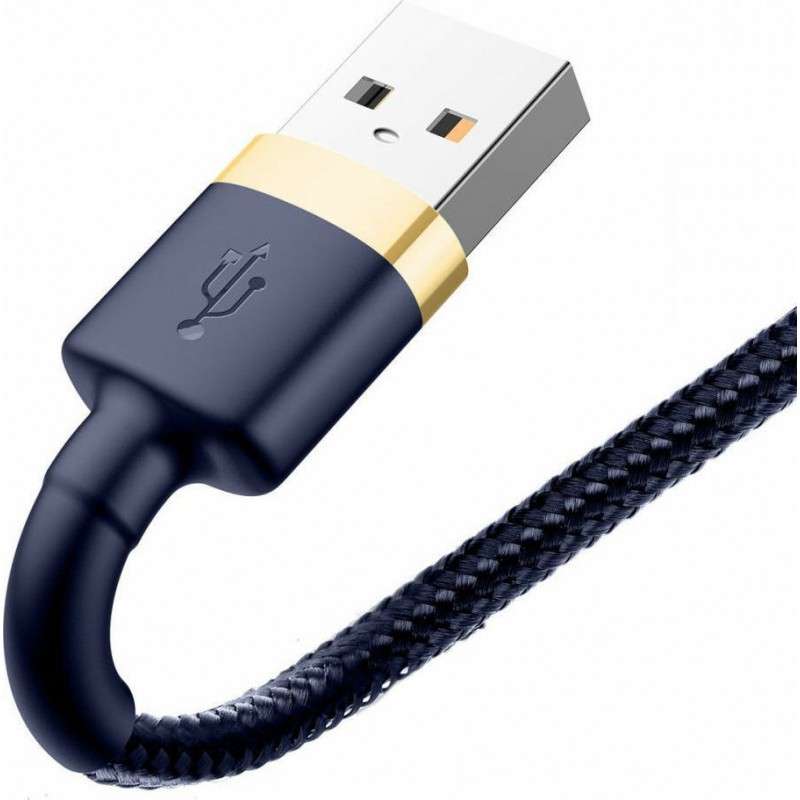 Καλώδιο Data Baseus Braided Cafule Series USB to Lightning Cable 2.4A 1m (CALKLF-BV3) Gold/Dark Blue