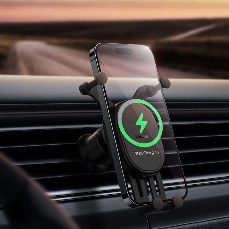 Βάση Αυτοκινήτου Baseus Pro Stable Gravitational Car Phone Holder with Wireless 15W Charging Black