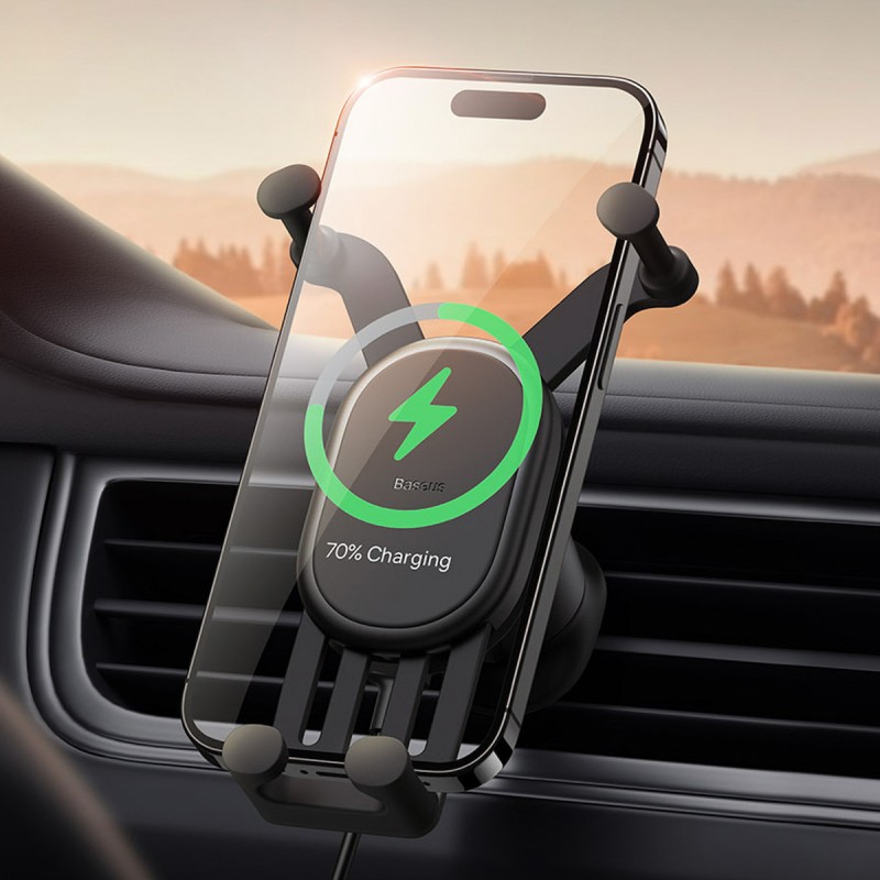 Βάση Αυτοκινήτου Baseus Pro Stable Gravitational Car Phone Holder with Wireless 15W Charging Creamy White