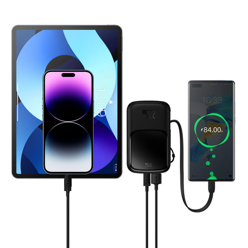 Εξωτερική Μπαταρία Baseus Qpow  Pro 10000mAh PowerBank USB+Type-C with Type-C Cable Black (PPQD060101)