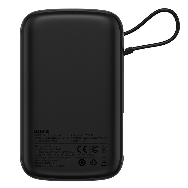 Εξωτερική Μπαταρία Baseus Qpow  Pro 10000mAh PowerBank USB+Type-C with Type-C Cable Black (PPQD060101)