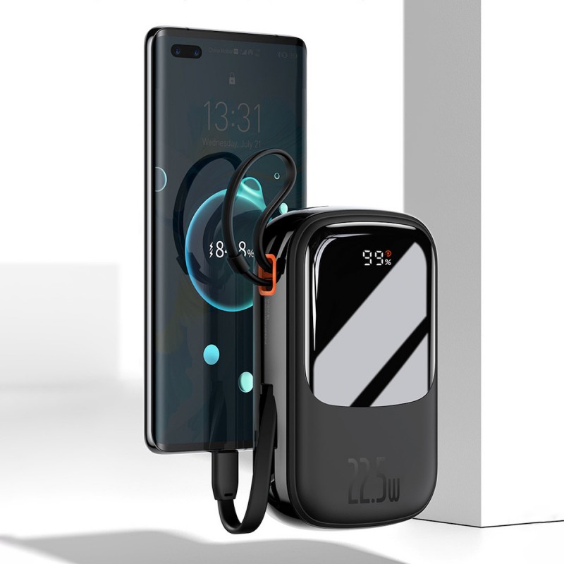 Εξωτερική Μπαταρία Baseus Qpow  Pro 10000mAh PowerBank USB+Type-C with Type-C Cable Black (PPQD060101)