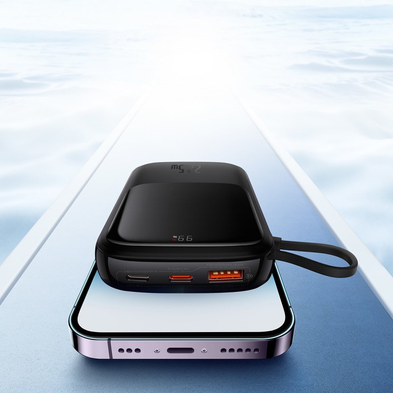 Εξωτερική Μπαταρία Baseus Qpow  Pro 10000mAh PowerBank USB+Type-C with Type-C Cable Black (PPQD060101)