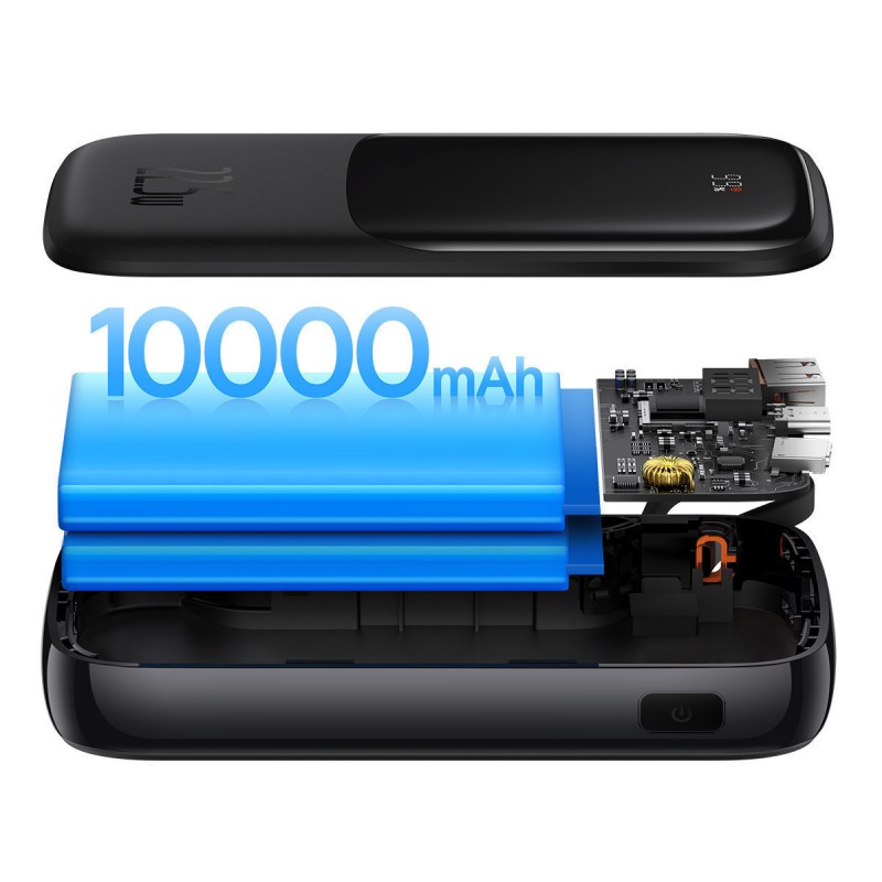 Εξωτερική Μπαταρία Baseus Qpow  Pro 10000mAh PowerBank USB+Type-C with Type-C Cable Black (PPQD060101)