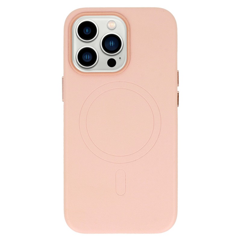 Θήκη Leather with MagSafe Apple iPhone 14 (6.1") Light Pink