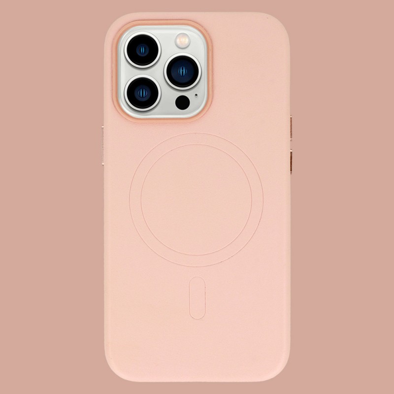 Θήκη Leather with MagSafe Apple iPhone 14 (6.1") Light Pink