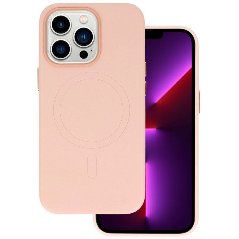 Θήκη Leather with MagSafe Apple iPhone 14 (6.1") Light Pink