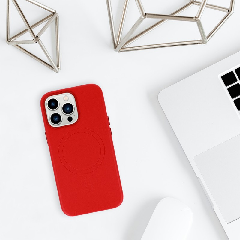 Θήκη Leather with MagSafe Apple iPhone 16 (6.1") Red