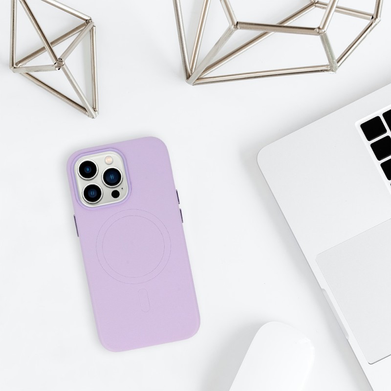 Θήκη Leather with MagSafe Apple iPhone 14 Pro Max (6.7") Violet