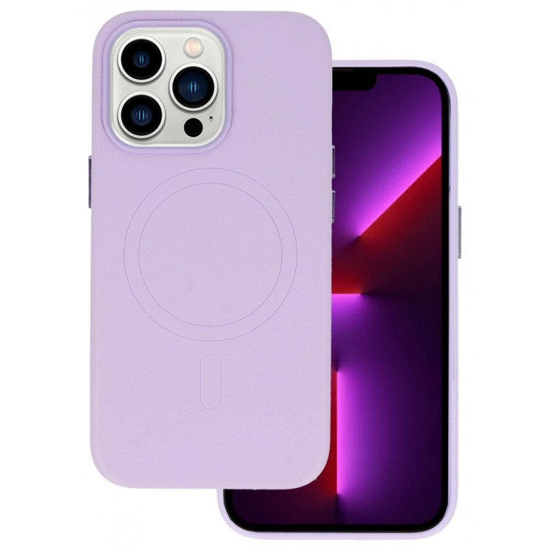 Θήκη Leather with MagSafe Apple iPhone 14 Pro Max (6.7") Violet