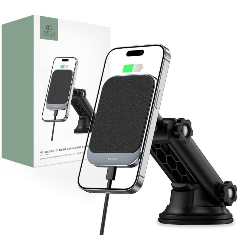 Βάση Αυτοκινήτου Tech-Protect V2 Magnet Magsafe Dashboard Car Mount Wireless Charger 15W Black
