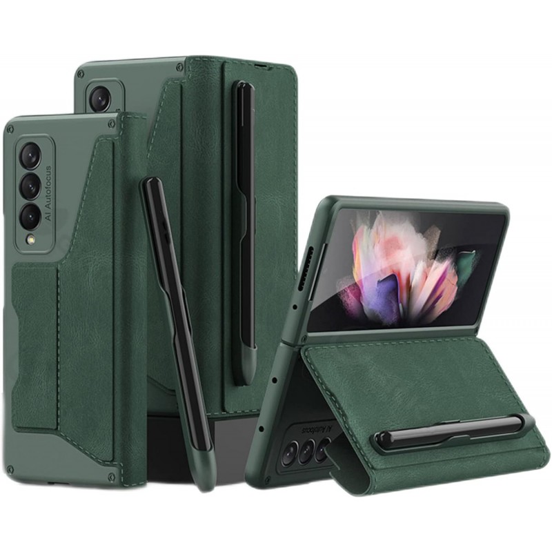 Θήκη Leather & PC with Pen Slot Samsung Galaxy Z Fold5 5G SM-F946 Green