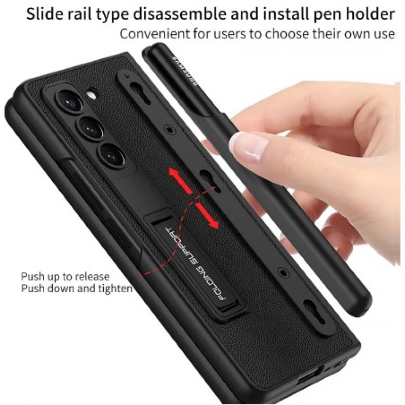 Θήκη Leather Carbon Kickstand with Pen Slot Samsung Galaxy Z Fold5 5G SM-F946 Black