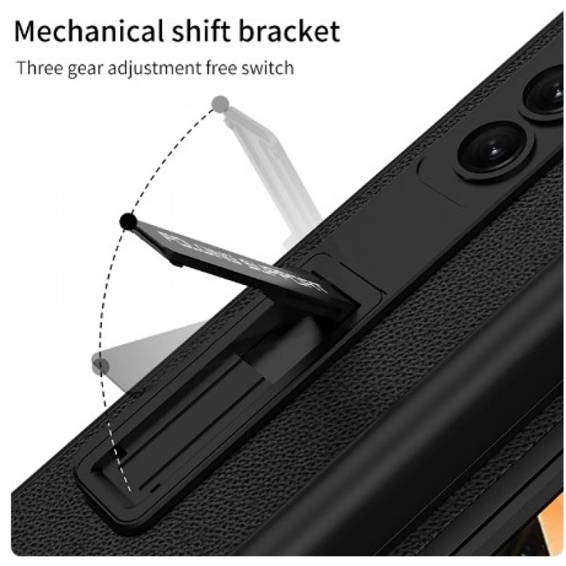 Θήκη Leather Carbon Kickstand with Pen Slot Samsung Galaxy Z Fold5 5G SM-F946 Black