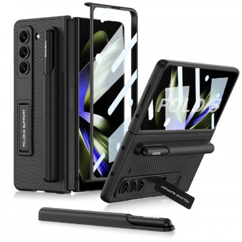 Θήκη Leather Carbon Kickstand with Pen Slot Samsung Galaxy Z Fold5 5G SM-F946 Black
