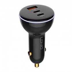 Φορτιστής Αυτοκινήτου LDNIO C102 USB + 2x USB-C, 160W + USB-C to USB-C Cable (Black)