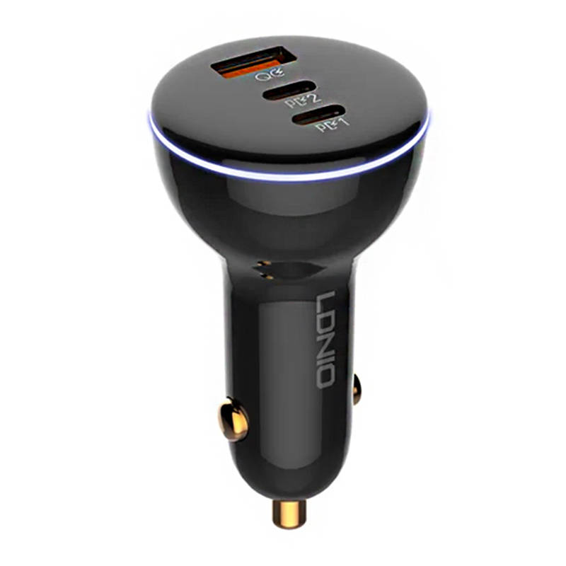 Φορτιστής Αυτοκινήτου LDNIO C102 USB + 2x USB-C, 160W + USB-C to USB-C Cable (Black)