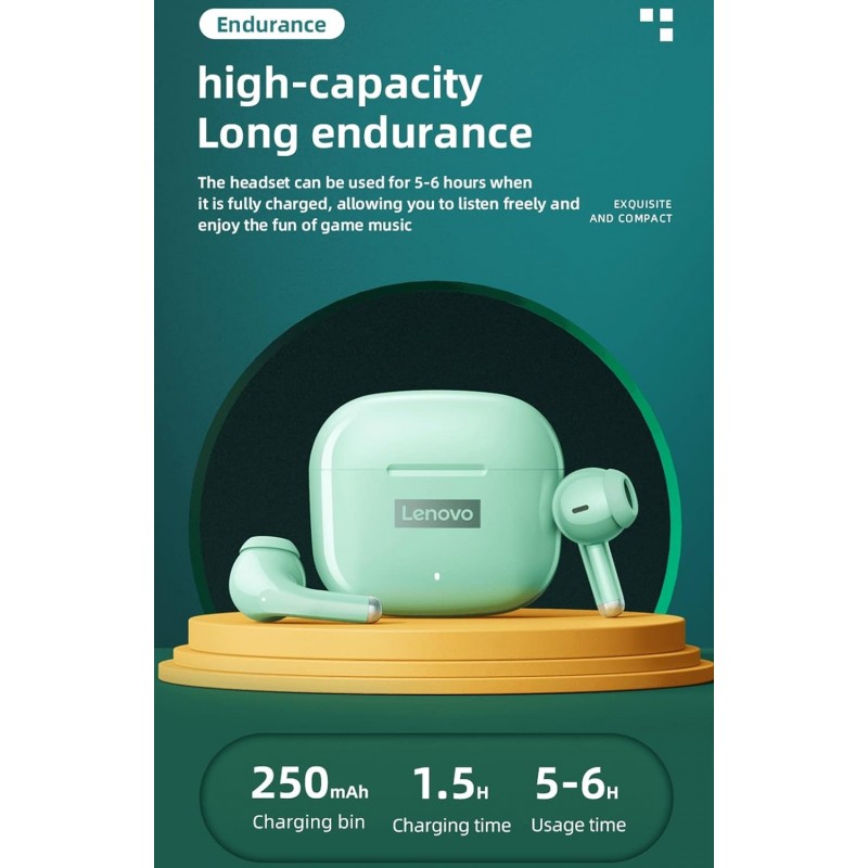 Ακουστικά Bluetooth Lenovo LP40 Pro TWS  Earphones Green