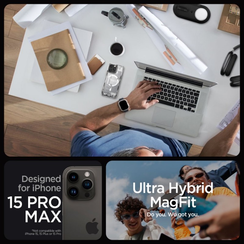 Θήκη Spigen Ultra Hybrid MagSafe Apple iPhone 15 Pro (6.1") Zero One White (ACS07036)