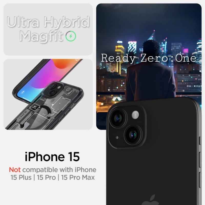 Θήκη Spigen Ultra Hybrid MagSafe Apple iPhone 15 (6.1") Zero One Black (ACS06806)
