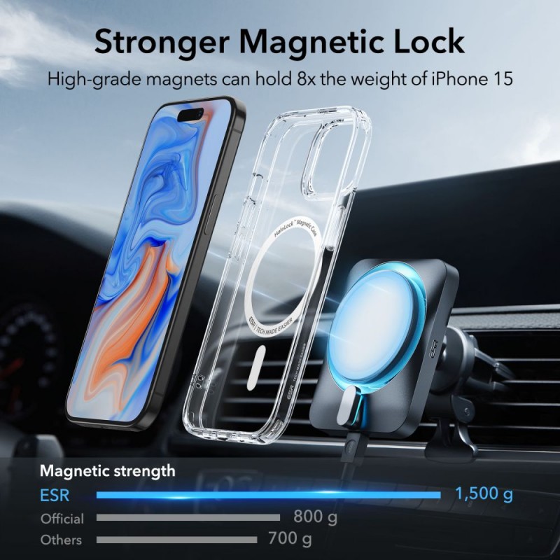 Θήκη ESR CH Halolock Magsafe Apple iPhone 15 (6.1") Clear