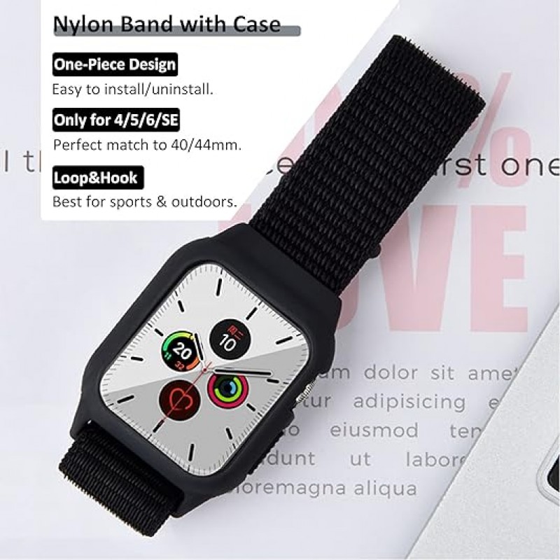 Ανταλλακτικό Λουράκι Nylon & Bumper Θήκη Apple Watch 4/5/6/SE (44mm) Black 