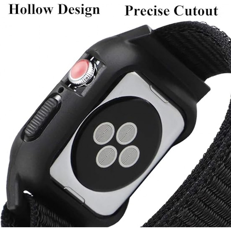 Ανταλλακτικό Λουράκι Nylon & Bumper Θήκη Apple Watch 4/5/6/SE (44mm) Black 