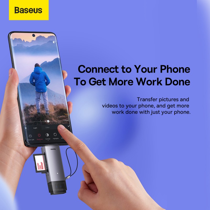 Αντάπτορας Baseus Lite Series Card Reader USB 3.0 για SD/microSD- Type -C (WKQX060113)