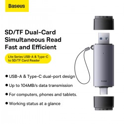 Αντάπτορας Baseus Lite Series Card Reader USB 3.0 για SD/microSD- Type -C (WKQX060113)
