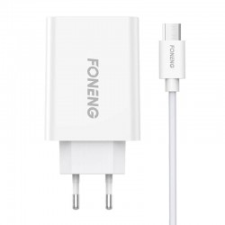 Φορτιστής Ταξιδιού Foneng USB EU43 & Καλώδιο USB to Micro White
