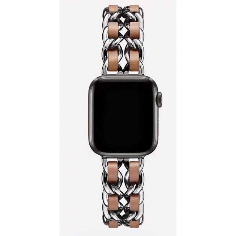 Ανταλλακτικό λουράκι QuickFit Leather Chain Strap Apple Watch 1/2/3/4/5/6/SE/7 (38/40/41mm) Brown