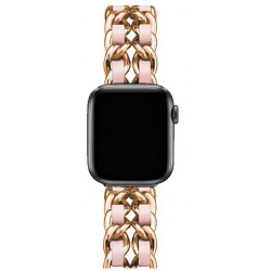Ανταλλακτικό λουράκι QuickFit Leather Chain Strap Apple Watch 1/2/3/4/5/6/SE/7 (38/40/41mm) Rose Gold