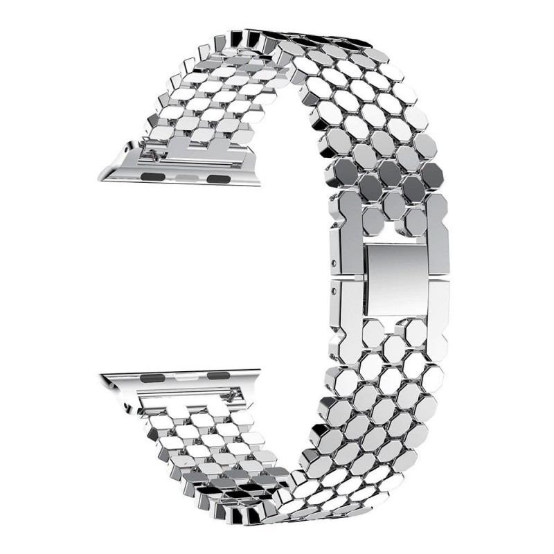 Ανταλλακτικό λουράκι QuickFit Stainless Steel Fish Scale Type Apple Watch 1/2/3/4/5/6/SE/7/8/Ultra (42/44/45/49mm) Silver