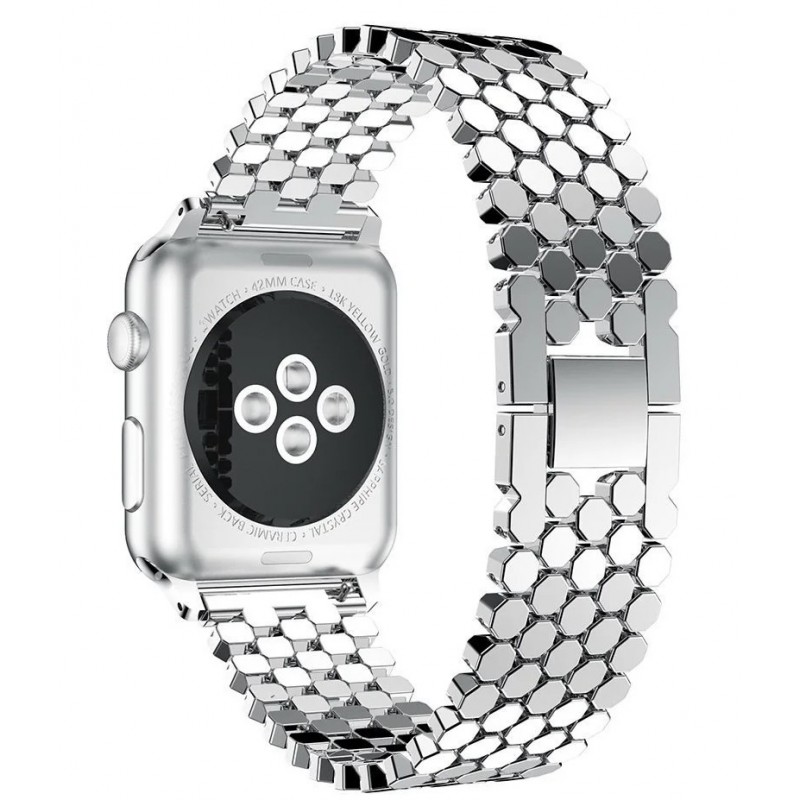 Ανταλλακτικό λουράκι QuickFit Stainless Steel Fish Scale Type Apple Watch 1/2/3/4/5/6/SE/7/8/Ultra (42/44/45/49mm) Silver