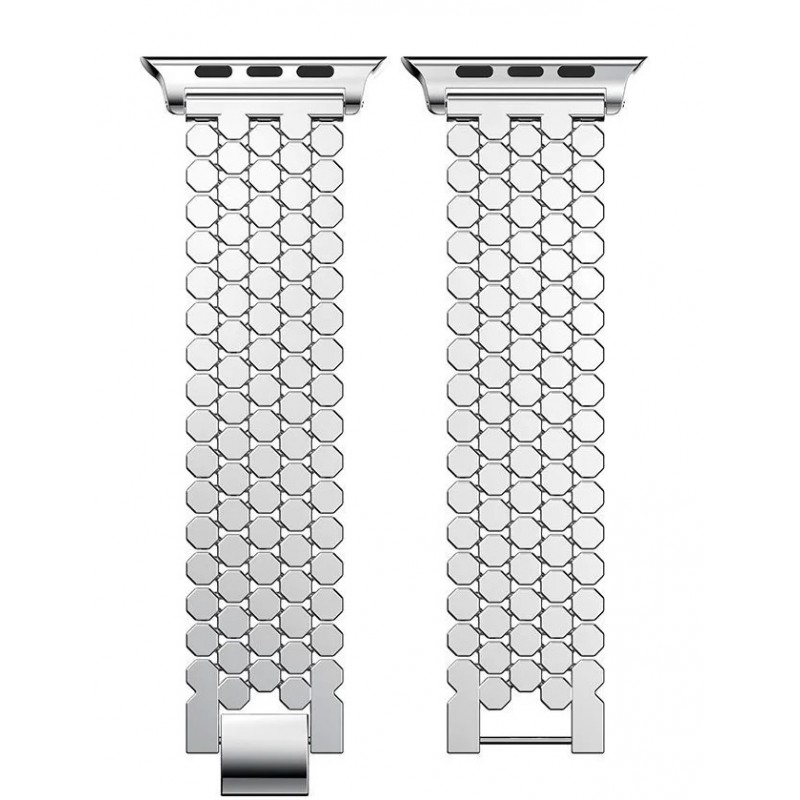 Ανταλλακτικό λουράκι QuickFit Stainless Steel Fish Scale Type Apple Watch 1/2/3/4/5/6/SE/7/8/Ultra (42/44/45/49mm) Silver