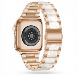 Ανταλλακτικό λουράκι QuickFit Stainless Steel & Ceramic Apple Watch 1/2/3/4/5/6/SE/7/8 (42/44/45/49mm) Gold/White