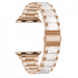 Ανταλλακτικό λουράκι QuickFit Stainless Steel & Ceramic Apple Watch 1/2/3/4/5/6/SE/7/8 (42/44/45/49mm) Gold/White