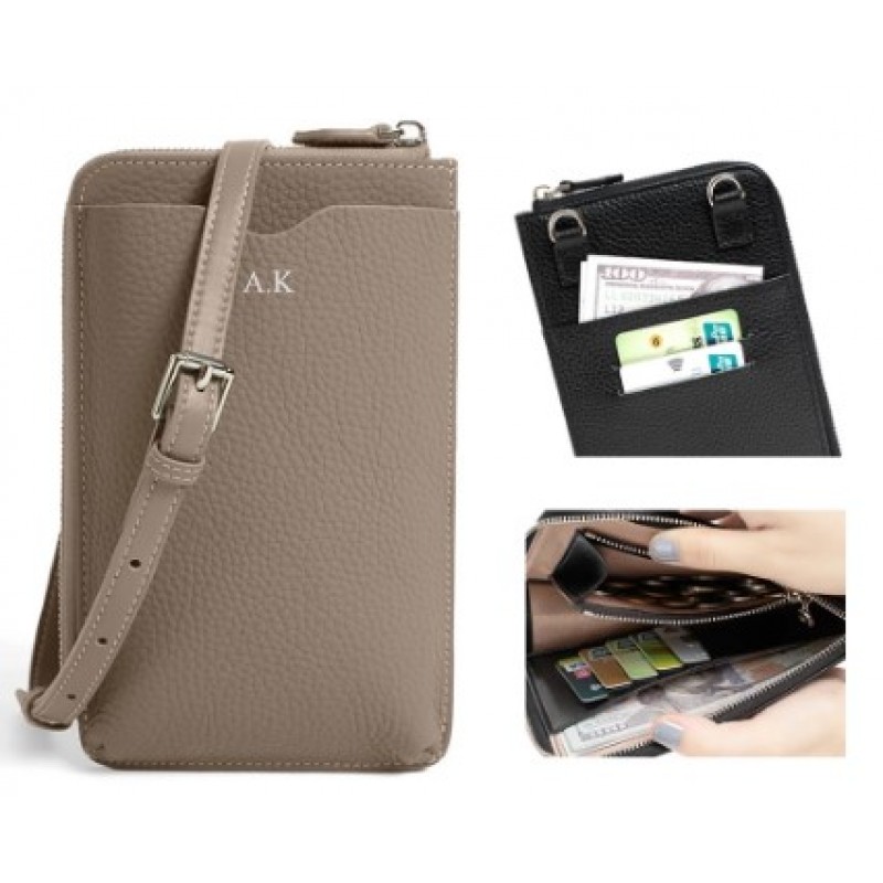 Τσάντα Crossbody Leather Wallet Phone Bag Brown