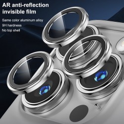Γυαλί Προστασίας Eagle Eye Camera Lens with Metal Ring  and Positioning Plate Iphone 15 Pro (6.1\'\')/15 Pro Max (6.7") Tempered Glass 9H AntiCrash / AntiShock Titan Grey