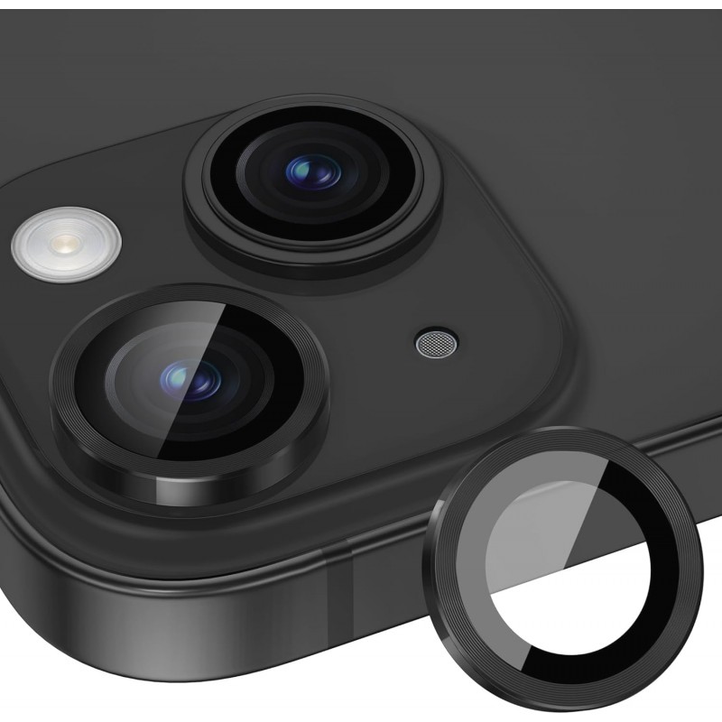 Γυαλί Προστασίας  Eagle Eye Camera Lens with Metal Ring  and Positioning Plate Iphone 15 (6.1\'\')/15 Plus (6.7") Tempered Glass 9H AntiCrash / AntiShock Black