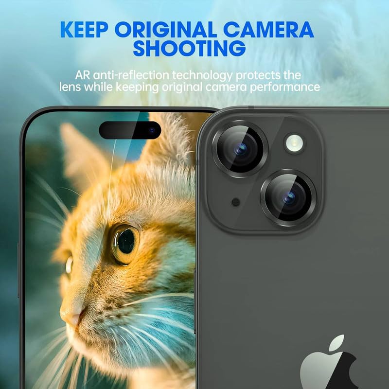 Γυαλί Προστασίας  Eagle Eye Camera Lens with Metal Ring  and Positioning Plate Iphone 15 (6.1\'\')/15 Plus (6.7") Tempered Glass 9H AntiCrash / AntiShock Black