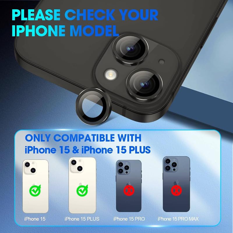 Γυαλί Προστασίας  Eagle Eye Camera Lens with Metal Ring  and Positioning Plate Iphone 15 (6.1\'\')/15 Plus (6.7") Tempered Glass 9H AntiCrash / AntiShock Black