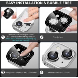 Γυαλί Προστασίας  Eagle Eye Camera Lens with Metal Ring  and Positioning Plate Iphone 15 (6.1\'\')/15 Plus (6.7") Tempered Glass 9H AntiCrash / AntiShock Black