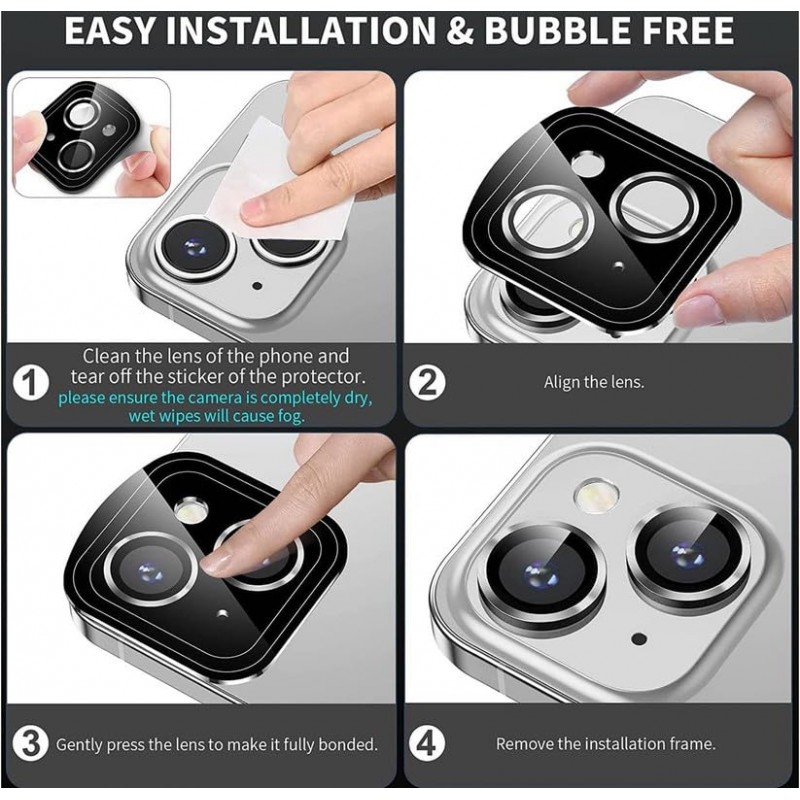 Γυαλί Προστασίας  Eagle Eye Camera Lens with Metal Ring  and Positioning Plate Iphone 15 (6.1\'\')/15 Plus (6.7") Tempered Glass 9H AntiCrash / AntiShock Black