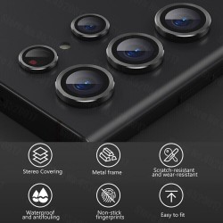 Γυαλί Προστασίας Eagle Eye Camera Lens with Metal Ring and Positioning Plate Samsung Galaxy S23/S23+ 5G SM-S911/SM-916 Tempered Glass 9H AntiCrash / AntiShock  Black
