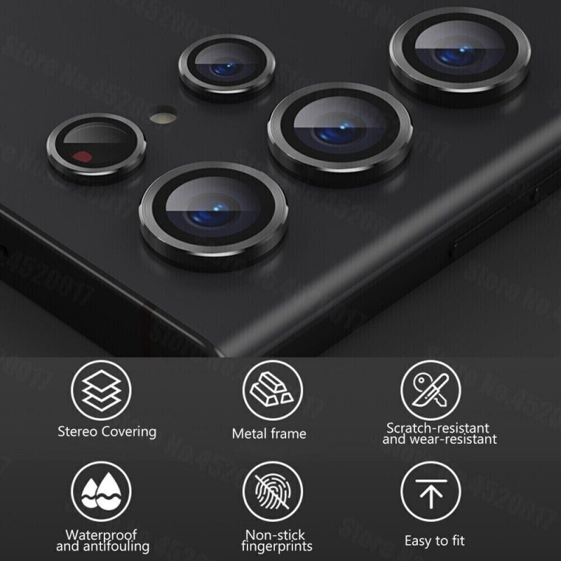 Γυαλί Προστασίας Eagle Eye Camera Lens with Metal Ring and Positioning Plate Samsung Galaxy S23/S23+ 5G SM-S911/SM-916 Tempered Glass 9H AntiCrash / AntiShock  Black