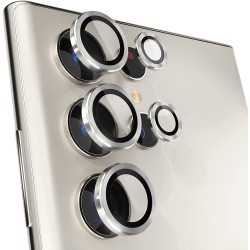 Γυαλί Προστασίας Eagle Eye Camera Lens with Metal Ring  and Positioning Plate Samsung Galaxy S23 Ultra 5G SM-S918 Tempered Glass 9H AntiCrash / AntiShock  Silver